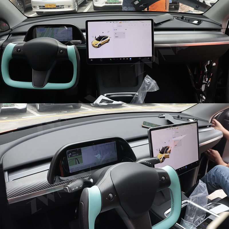 Tesla Model LCD 3 Y Digital Cluster di modello quadro portastrumenti dell'automobile della fibra del carbonio