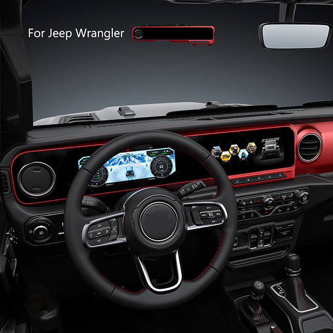 Schermo doppio del player multimediale dell'automobile del mazzo di Digital per Jeep Wrangler JL 2018-2021